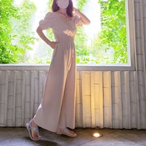 밴딩 점프슈트 스퀘어넥