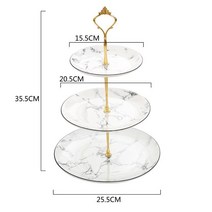 세라믹 과일 플레이트 유럽 3 층 스낵 플레이트 케이크 플레이트 다층 페이스트리 플레이트 거실 크리에이티브 캔디 트레이 랙, 3 층 대리석 끈 판