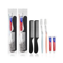100팩 일회용 칫솔 치약 및 빗 포함 노숙자 개별 포장 여행용 10g 17 8cm(7인치) 블랙 헤어 호텔 에어비앤비 쉼터 자선 단체용 부드러운 칫솔모 미국직송 284098, 50팩