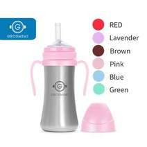그로미미 스테인레스 유아 빨대컵 200ml, 스카이블루, 1개