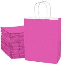 ECOptimize 손잡이가 달린 크래프트 종이 봉투 25.4 x 12.7 33cm(10 5 13인치) 로즈 레드 100개 - 100% 목재 펄프의 친환경 및 재활용 가능한 선물, Large: (10