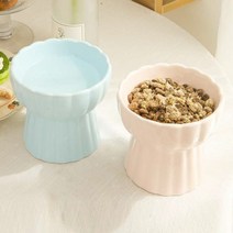 캣독 꽃무늬 강아지 고양이 애견 밥그릇 높이 수반 도자기 사기 간식 사료 그릇 식기 높은 식탁 1구, 1개, 그린