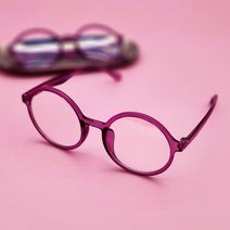 심플 데일리 동그란 뿔테안경 투명 핑크
