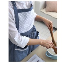 강남콩 해지퓨어 면 앞치마 레이스 원피스 화이트 홈웨어 에이프릴 린넨 여성스러운 심플한 유니크 예쁜 버클 길이조절 어린이집 선생님 유치원 교사 신혼부부 새댁 이사 선물 단체