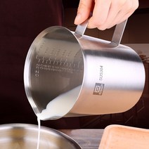계량스푼 두꺼운 스테인레스 계량컵 304눈금 2000ml1000ml주방 베이킹 밀크티 대용량 계량 컵, T02-독일식 계량컵 :1000ml