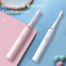 무선전동칫솔 휴대용전동칫솔 전동칫솔건전지 음파전동칫솔 석션칫솔 남성과 여성 위한 음파 전동 칫솔 성인 비충전식 부드러운 모피 완전 자동 방수 커플, 블루 바디 2 브러치 헤드