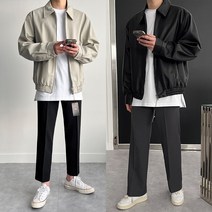 크레이지 오버핏 투웨이 블루종 레더 자켓