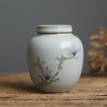 브라흐마 일본 선 새언니생일선물 예비시어머니선물 언니결혼선물 친구결혼선물 보이차다기세트, 보라색 목련 차통