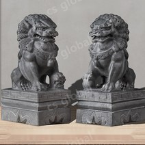 석상 해태 해치 사자 상 장식 액막이 풍수지리, D한 쌍 높이 30 길이 18 너비 15 cm