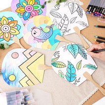 민화 평부채 입문형 만들기세트 전통부채 종이공작, 곰