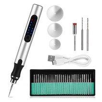 목공라우터 트리머 미니 네일 장비 도구에 대 한 휴대용 38 개 유리 금속 보석 조각에 DIY 스핀 에칭 펜, 01 Silver