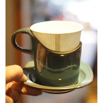 앤틱블루 종이컵홀더 도자기종이컵홀더 [핸드페인팅 도자기]