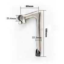빈티지 로드 바이크 스템 알루미늄 핏 254mm 자전거 핸들 바 222mm 직경 포크 스탠드 파이프 180mm 수평 길이 60mm/80mm, Horizontal Length 60
