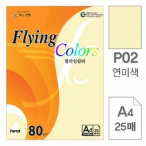 플라잉칼라 P02 연미색 A4 80g 복사용지 25매입 10개, 단품