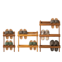 타올라 원목 실내화거치대 슬리퍼거치대, 스몰(두 켤레), 다크 브라운