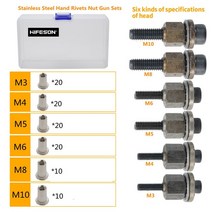 리벳건 에어 리벳기 너트 블라인드 둥근머리 리벳 달기 HIFESON 106 개대 핸드 건 도구 세트 M3 M4 M5 M6 M8 M10 터 슬리브 팅 액세서리, [06] 106PcsSteel Sets