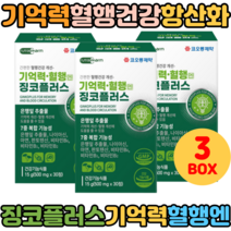 기억력 혈행 개선 플라보놀배당체 플라보노이드 은행잎추출물 징코 아연 판토텐산 30정X3 다리혈액순환 혈액순환장애 말초혈액순환장애 인지력개선 피부건강유지 혈행개선 토코페롤