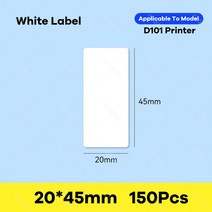 고주파실링기 2 Inch 스티커 라벨 용지 롤 1025mm 크기 흰색 휴대용 Niimbot 열전 사 프린터 D101 홈 오피스, [06] 20X45mm150Pcs