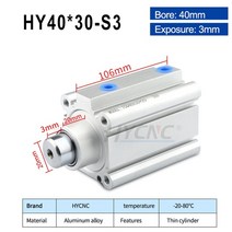 에어 공압 실린더 소형 포지셔닝 절단기 알루미늄 합금 텔레스코픽 부품, hy40x30-s3