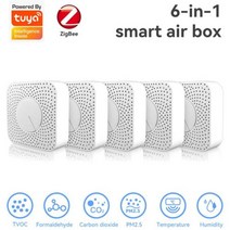 이산화탄소측정기 실내공기질관리법 Tuya WifiZigbee 스마트 에어 박스 CO2 공기 품질 모니터 온도 습도 측정기 센서 VOC 가스 감지기 APP 자동화 알람, 없음, 5pcs+5pcs