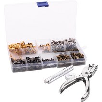360pcs 3 크기 가죽 리벳 더블 캡 리벳 튜브 금속 스터드 DIY 가죽 공예 4 색 (금 실버 및 청동 군 금메탈), 하나, 보여진 바와 같이