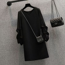 안안씬 여성 봄 가을 긴팔 빅사이즈 데일리 스웨이드 원피스