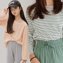 미니로이 크루 여아 주니어 초등학생 스트라이프 긴팔 티셔츠