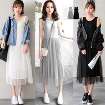 바나나몰 여성 여름 캐주얼 민소매 나시 롱 샤원피스 이너슬리브리스
