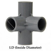 선홈통 PVC 알루미늄 2Pcs 그레이 I.D20-50mm 3-웨이/4-웨이/5-웨이/6-웨이 3 차원 PVC 동일한 직경 튜브, 02 Four-Way_05 I.D50mm