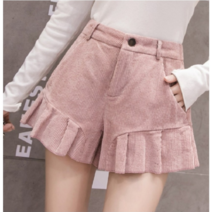 [PINK LITCHI]여성모직반바지 울 팬츠 겨울반바지 체크 빅사이즈 13