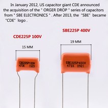 Made in USA 정품 CDE SBE 225P 473K 0.047 미크로포맷 오렌지 톤 캡 커패시터 일렉트릭 기타 용, [06] SBE225P  100 Pieces
