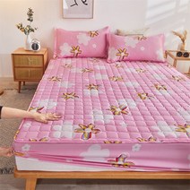 라지킹침대 두꺼운 퀼트 장착 침대 시트 퀸 킹 사이즈 미끄럼 방지 방진 커버 1 장, [06] 2pcs 47x74pillowcase, [03] qinyinhuamen