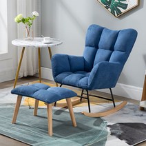 편한 1인용 소파 원룸 푹신한 스툴 체어 미니 다이닝 스윙 휴식용 리클라이너 쇼파, 네이비+발받침 세트