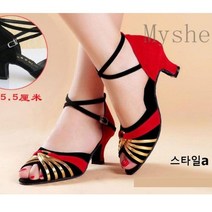 [Myshe]여성 여름 댄스슈즈 라틴 댄스화 모던댄스 샌들 Jun606Liu606WD07, 235, 스타일a