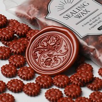 씰링스탬프 해바라기 펄 칠랍입자국 클리터 밀랍 알갱이 납장 편지봉투 뚜껑 인쇄 봉인 핸드메이드 DIY 3769287819, 브라운레드