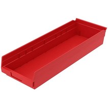 Akro-Mils 30184 플라스틱 중첩 선반 상자 61 x 20.3 x 10.2cm(24 x 8 x 4인치) 블루 (6팩), Red