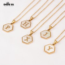 뚜루뚜루 써지컬 스틸 18K 골드 천연 자개 이니셜 목걸이P00216영문 영어 알파벳 26자모 A~Z 패션 목걸이 이름 선물 기념 우정 개성 학생