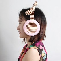 핑크 머리띠귀마개 겨울 방한 털귀마개