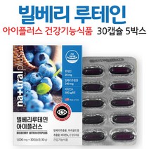 빌베리 플러스 루테인 빌베리추출물 마리골드꽃추출물 비타민A, 5박스, 30캡슐