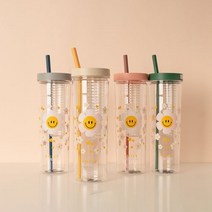 컬러체인지 빨대 차망 텀블러 티백거름망과 분리형 빨대 850ml대용량, 그린