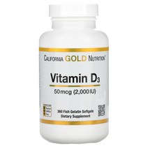 캘리포니아 골드 뉴트리션 California Gold Vitamin D3 비타민D3 50 mcg (2000 IU) 소프트젤 360개입, 1개