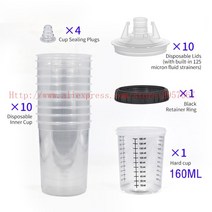 랩토라이너 페인트스프레이건 스프레이건분사기 청소 컵 없음 페인트 혼합 컵 탱크 유형 퀵, 10개 160cc