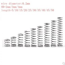 태엽스프링 토션 인장 스프링 20 개몫 0 2mm 스테인레스 스틸 마이크로 소형 압축 od 2mm3mm4mm 길이 5mm 50mm, 0.2mm, 3mm, 45mm