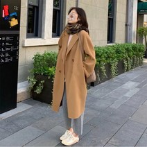 여성용 롱 더블 트렌치코트 가을 울코트