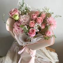 부산서면꽃배달 사상 개금 전포 핑크중형 리시안 장미 꽃다발, 정관읍