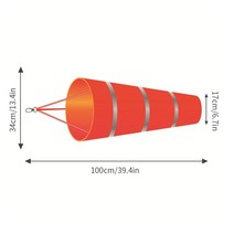 풍향계 풍속 풍량 강우량측정기 6080100cm windsock 야외 풍향 측정 반사 벨트 공항 항공 정원 농장 용 립 스톱 날씨 베인, 적회색-l, 06 Red-gray-L
