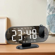 미라클모닝 탁상시계 led 프로젝션 디스플레이 시간 날짜 주 온도 거울 탁상용 침실, 하얀색