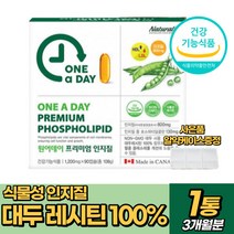 프리미엄 식물성 인지질 대두 레시틴 100% 포스파티 딜 콜린 식약처 인증 혈관건강 래시틴 혈행관리, 1통(3개월분)