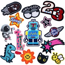 다이찌몰 와펜 캐릭터 빈티지 자수 패치 4시리즈, 1개, 041번 구름 WOW