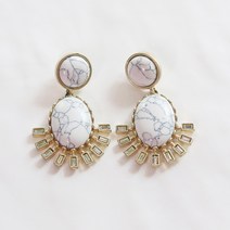 sope 화이트 마블 볼드 드롭 파티귀걸이